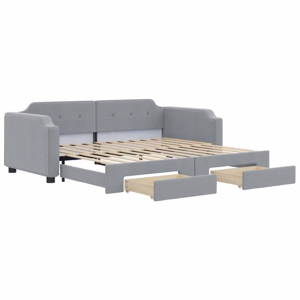 Divano Letto Estraibile con Cassetti vidaXL in Tessuto Grigio per Soggiorno e Camera da Letto L/P: 90 x 200 cm – 2