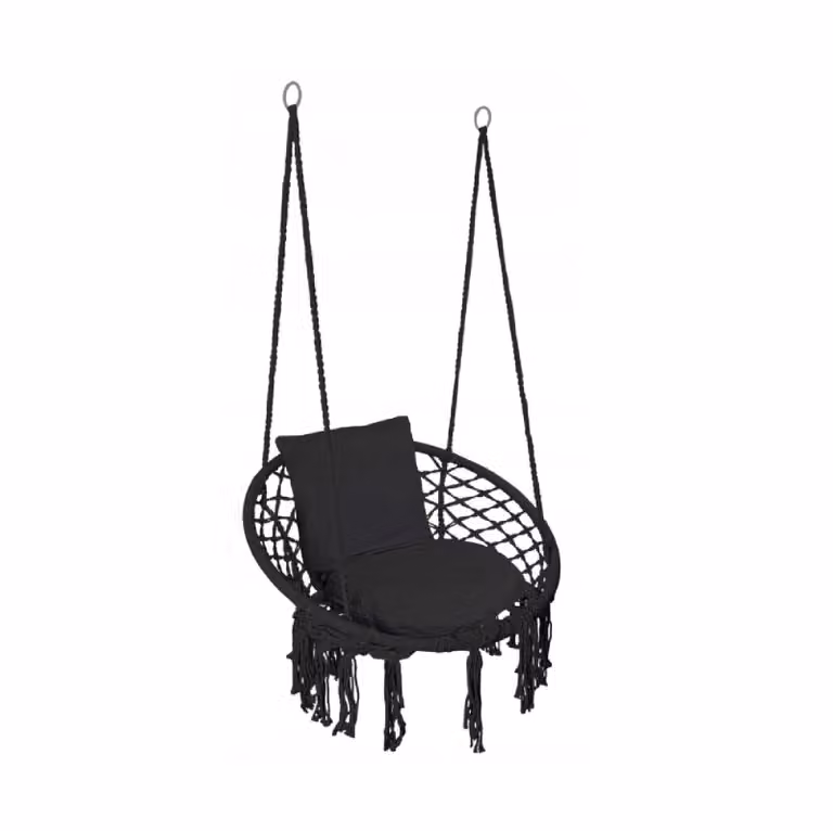QLS Sedia sospesa con cuscino per giardino e casa Sedia a dondolo fino a 150 kg nero 11299