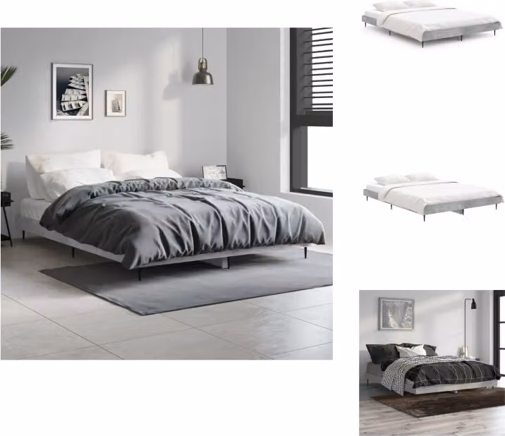 vidaXL Struttura letto grigio cemento 140x190 cm materiale legno - Letti e strutture letto