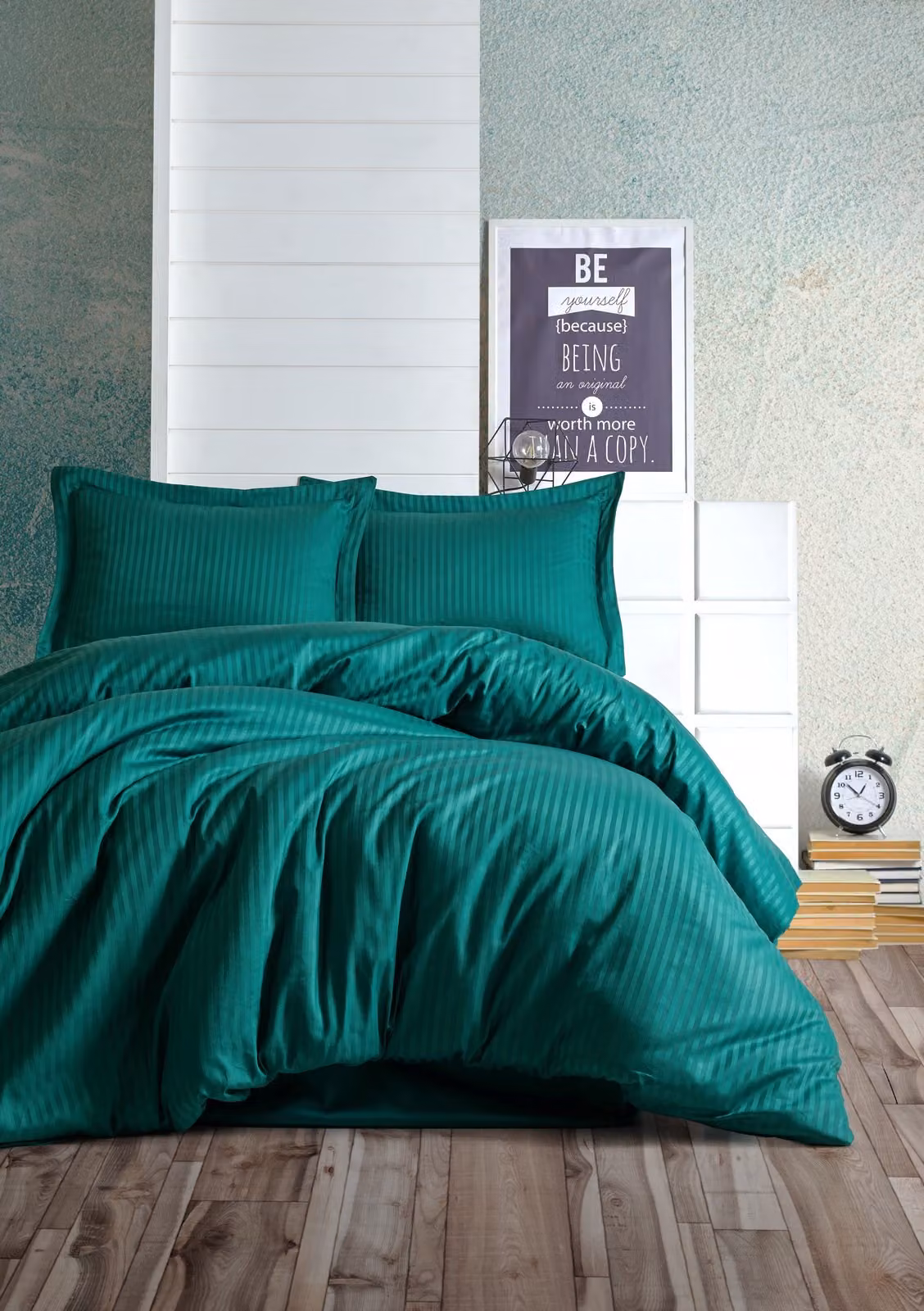 L'Essentiel Linge de Maison, Stripe- CTN3627, verde petrolio, piumone, 100% cotone sateen