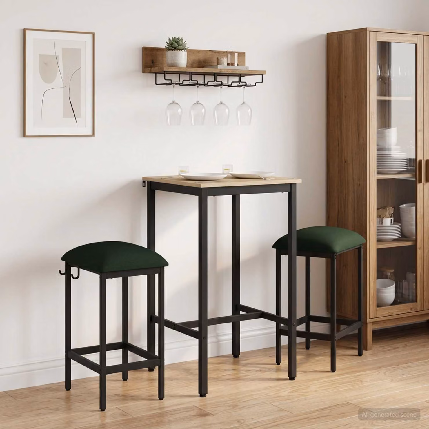 Set di 2 sgabelli da bar vidaXL in velluto verde con struttura in metallo L/P/H: 40 x 32 x 64 cm