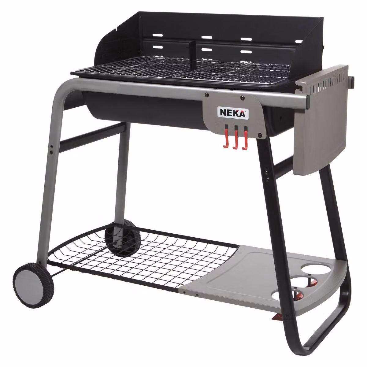 Barbecue a carbone con ruote, dimensioni 120 x 58,5 x 95 cm, colore nero/grigio