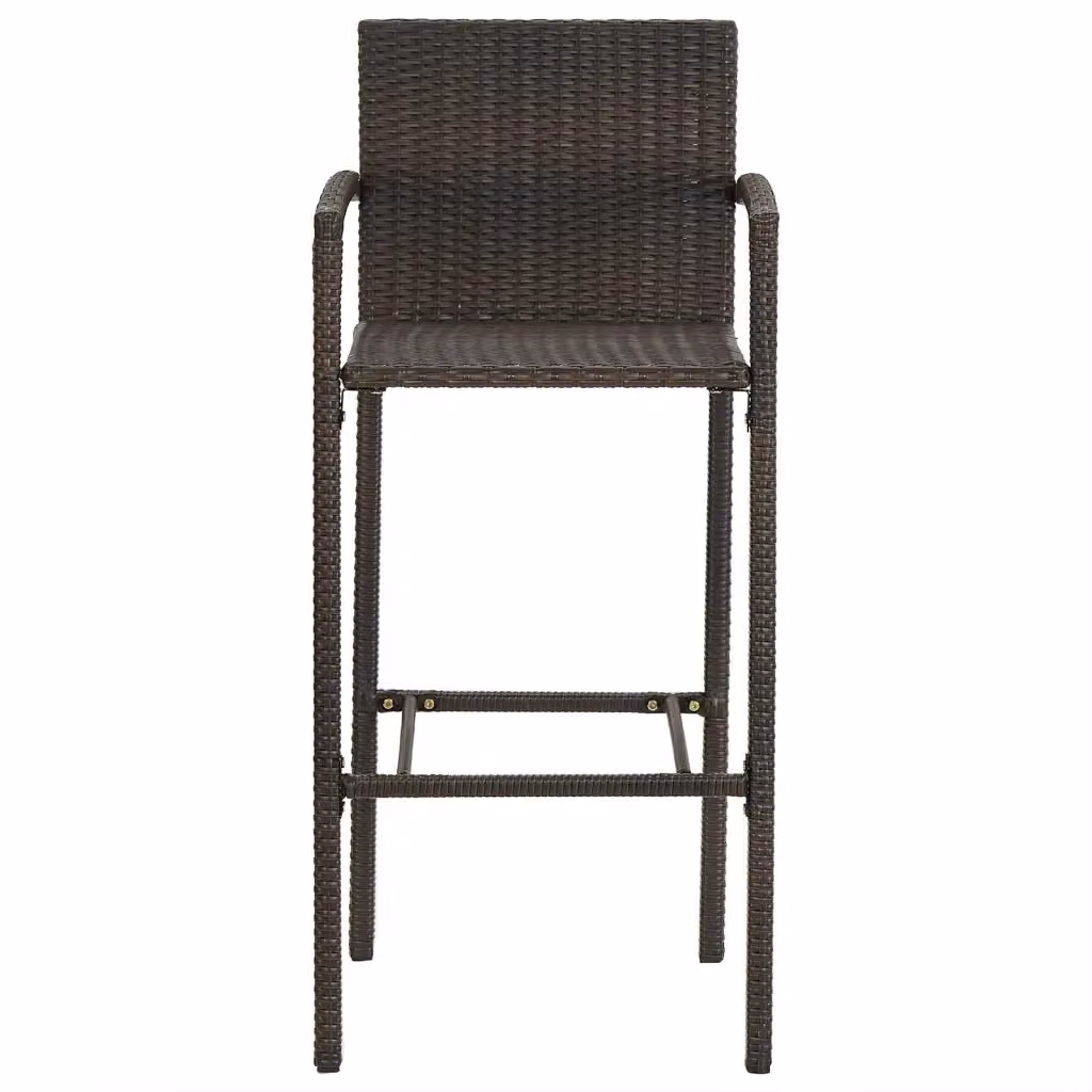 Set di 2 sgabelli da bar moderni vidaXL in polyrattan marrone e metallo per giardino e cucina – 2
