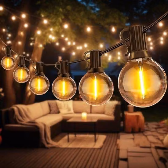 Ghirlanda luminosa a LED da esterno, 15 m, luce bianca calda, resistente alle intemperie