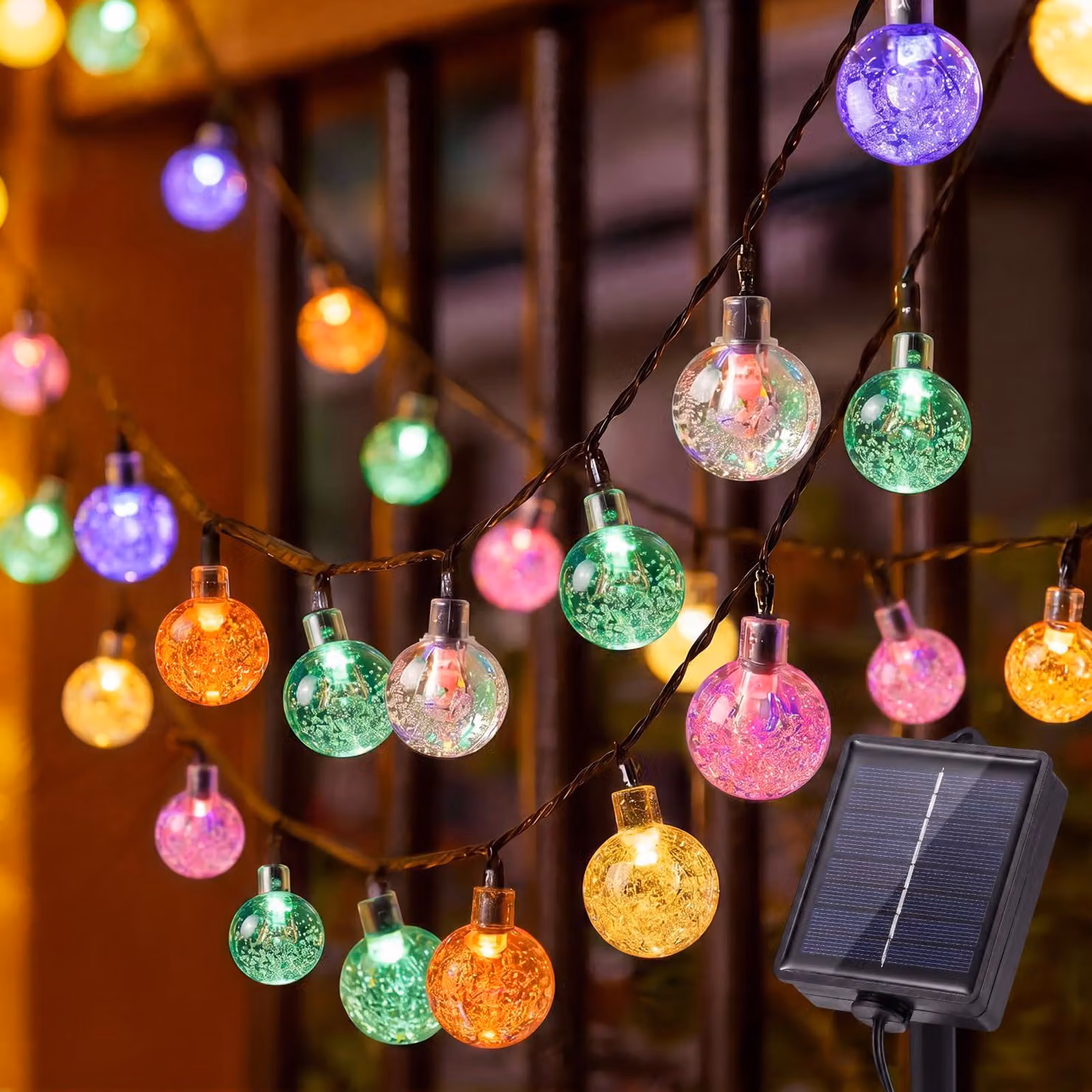 Catena luminosa solare, 12 metri, 100 LED, impermeabile, 8 modalità, timer