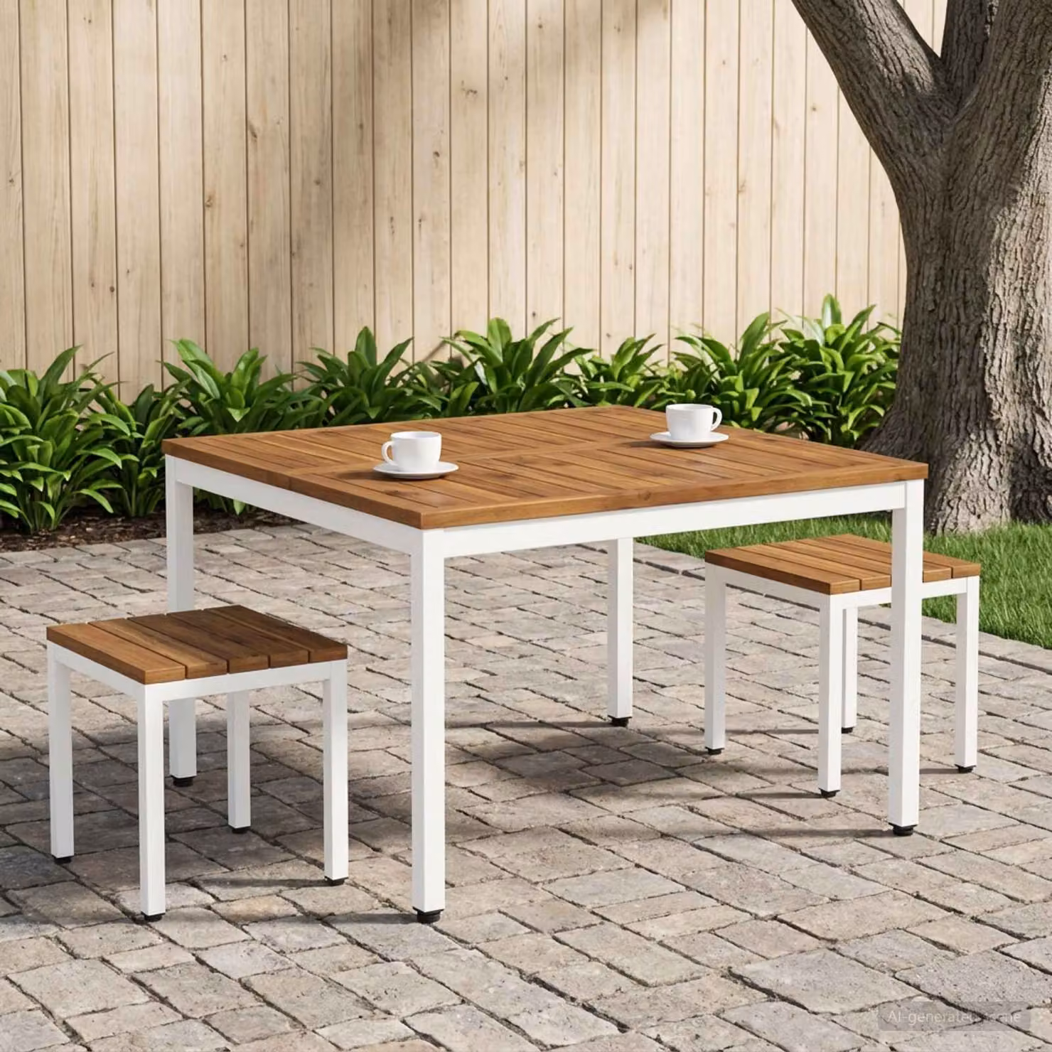 vidaXL Tavolino da salotto rettangolare in legno di acacia rustico, Bianco e Naturale, L: 98 cm, P: 100,5 cm, H: 45 cm