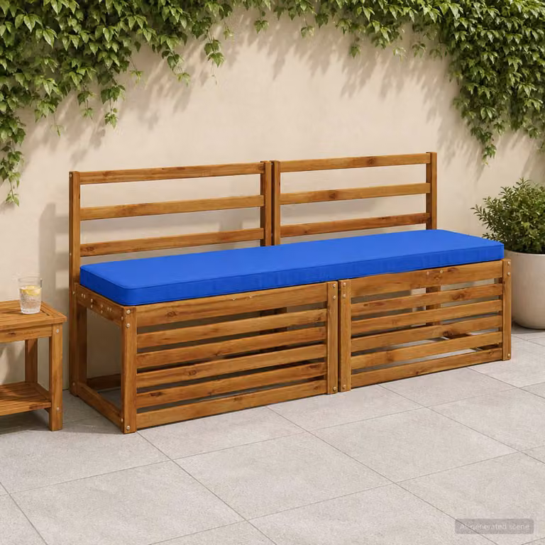 Set di 2 cuscini per panchina vidaXL VUGHT blu in poliestere con rivestimento rimovibile e resistente ai raggi UV
