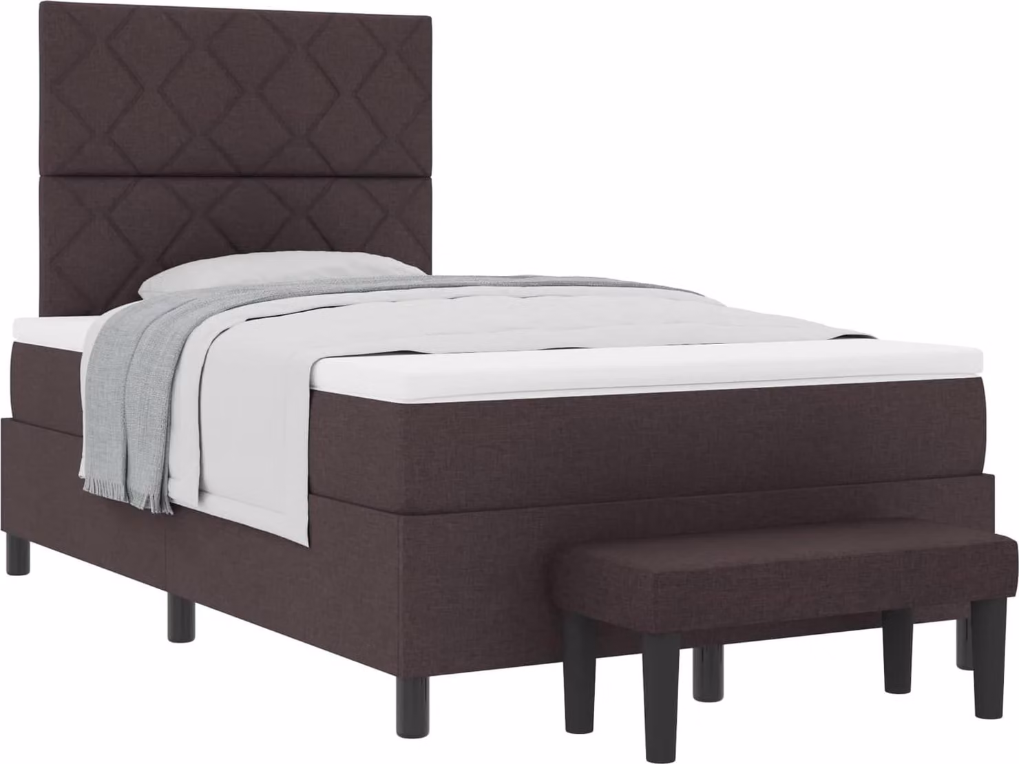 Letto a molle con testiera Marrone Scuro 120 x 190 cm Tessuto
