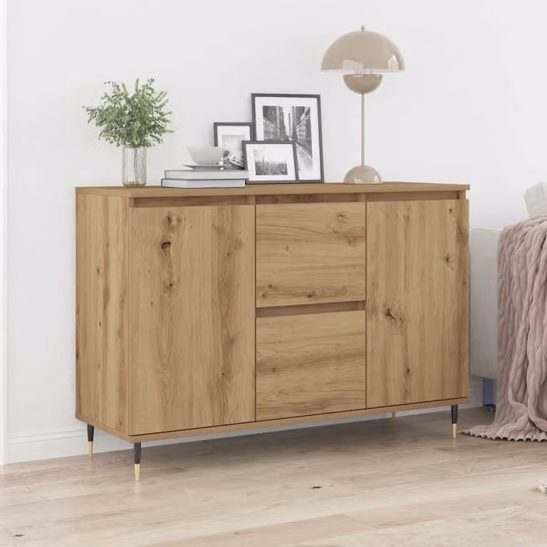 Credenza moderna vidaXL in rovere e legno, colore marrone e nero, L: 101,5 cm, P: 35 cm, H: 70 cm