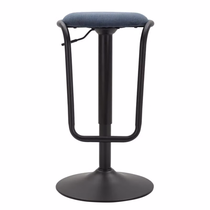 Sgabello da bar Destiny Mauro Ferretti colore blu navy con seduta in tessuto e struttura in metallo, Diametro: 41 cm, Altezza: 61-83 cm – 2