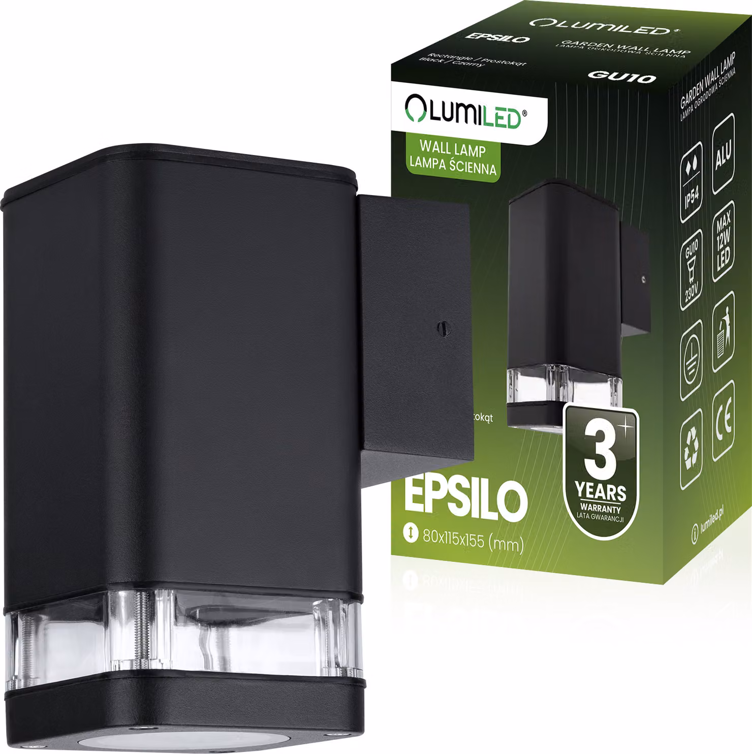 LUMILED lampada da parete per esterni lampada da parete per esterni presa GU10 illuminazione esterna applique da giardino luce terrazza casa facciata IP54 fondo nero