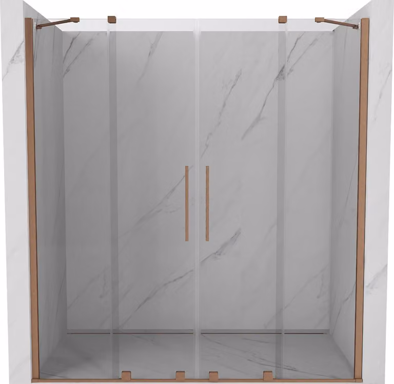 Mexen Velar Duo porte doccia scorrevoli 200 cm, trasparente, rame spazzolato - 871-200-000-02-65