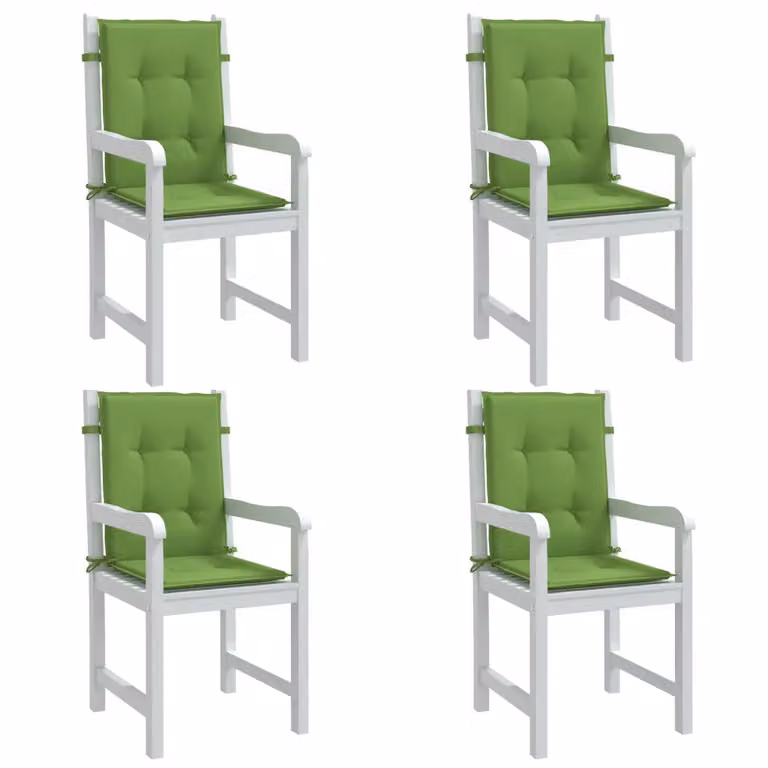 Set di 4 cuscini per sedia vidaXL in tessuto verde mélange, con imbottitura in schiuma e lacci di fissaggio, L 100 cm x P 50 cm x H 4 cm