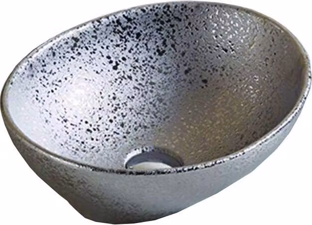 Lavandino da bagno Piano di lavoro lavabo argento rotondo 40x34x14,5 cm