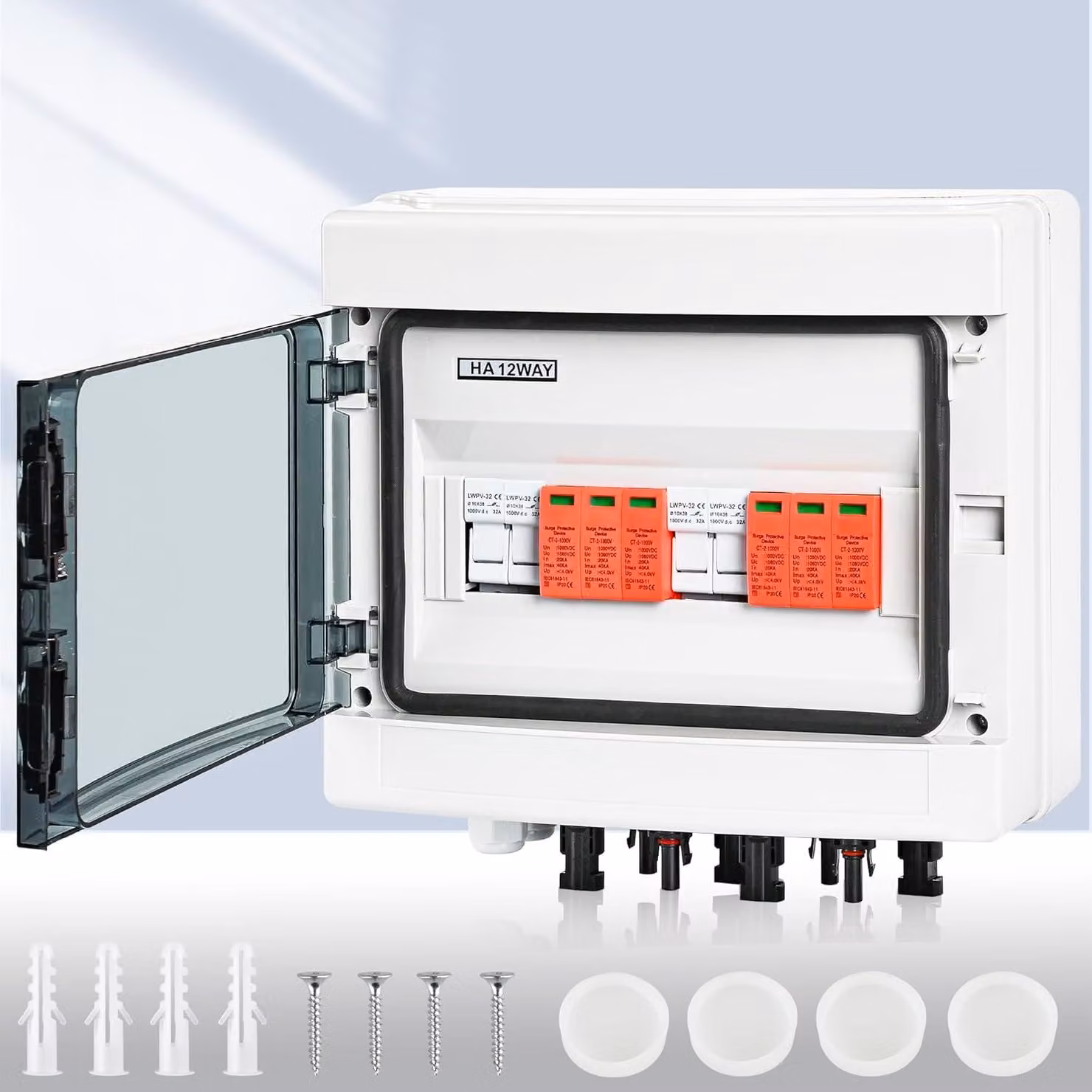 Protezione contro le sovratensioni per impianti fotovoltaici DC 1000V, protezione contro i fulmini per impianti fotovoltaici, capacità di scarica da 20-40 kA, protezione contro le sovratensioni per impianti solari, 2 stringhe, 12 moduli, con fusibile da 1