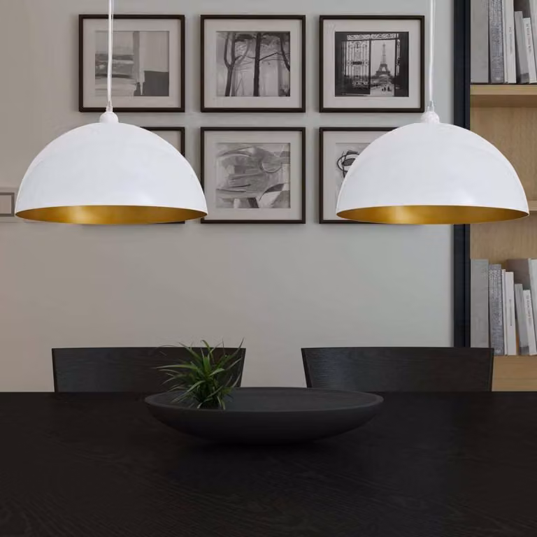 The Living Store Plafoniera 2 pz. Emisferica regolabile in altezza Bianco
