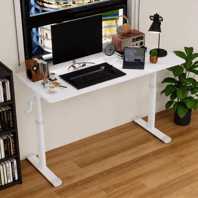 Scrivania regolabile, 60-120 cm - Struttura in metallo - Rettangolare - Piano di lavoro ergonomico
