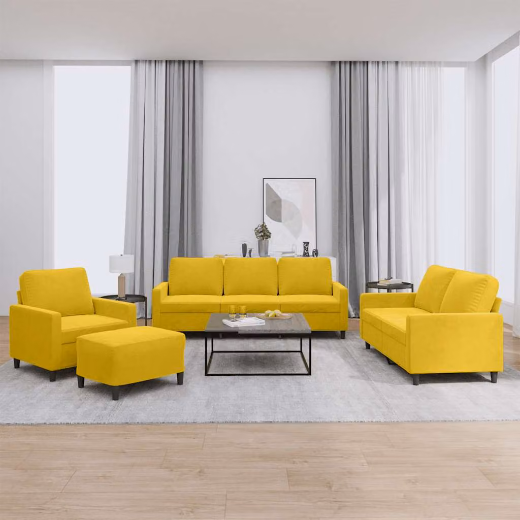 vidaXL Set di Divani 4 pz con Cuscini giallo in Velluto
