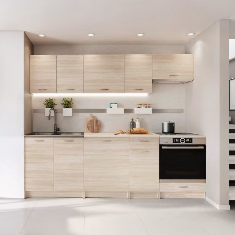 Camerino - Cucina, Marrone Rovere, un Ripiano, Elettrodomestici non inclusi
