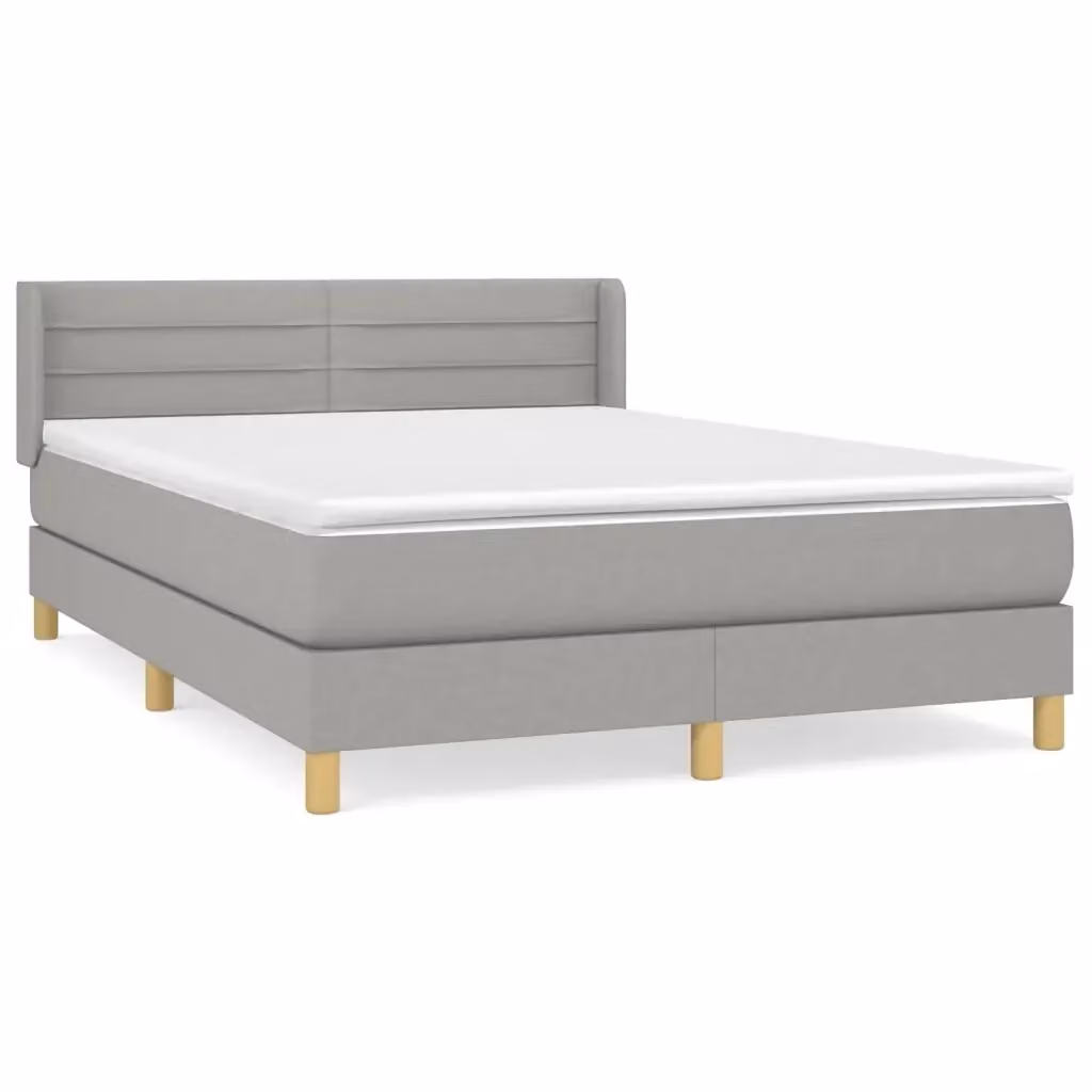 vidaXL Giroletto a Molle Ibrido con Materasso in Tessuto Grigio e Bianco L/P/H: 193 x 147 x 88 cm – 2