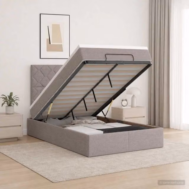 Letto ottomano con materasso vidaXL in tessuto, L/P/H: 200 x 120 x 88 cm – 1