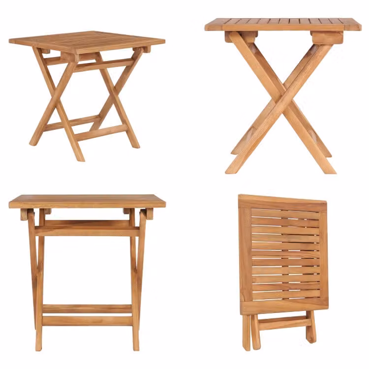 vidaXL Tavolo da giardino pieghevole 45x45x45 cm in legno massiccio di teak - Tavolo da esterno - Tavoli da esterno - Tavolo da giardino - Tavoli da giardino