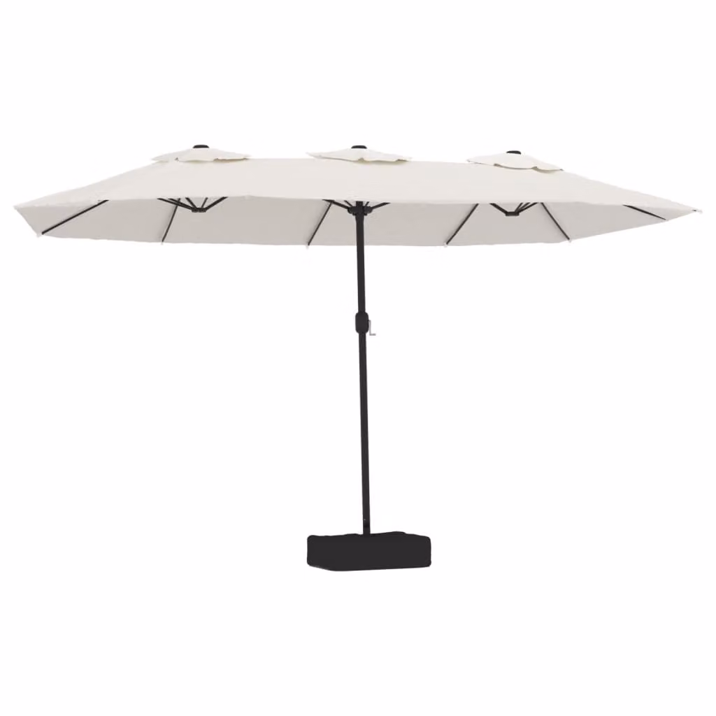 Ombrellone a Doppia Testa con LED Bianco Sabbia 449x265 cm