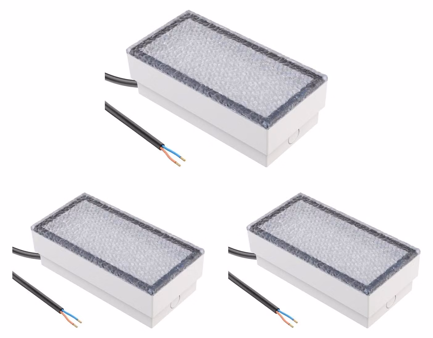 Lampada da incasso a LED per pavimentazione, modello CUS, set da 3, grado di protezione IP67, dimensioni 20x10 cm, potenza 2,8 W, flusso luminoso 251 lm