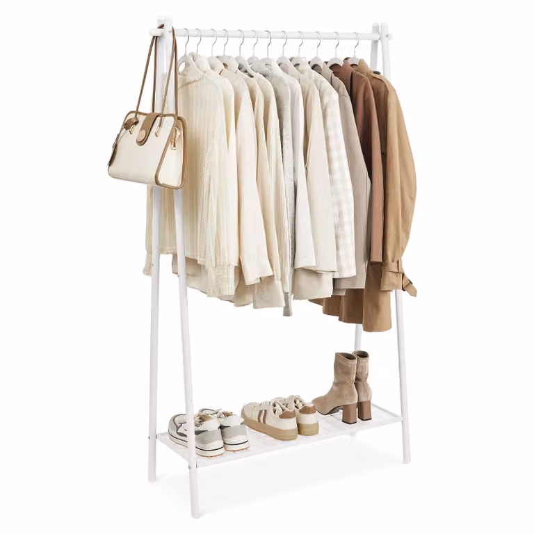 Stand Appendiabiti Ripiano Portaoggetti Bianco, Bianco