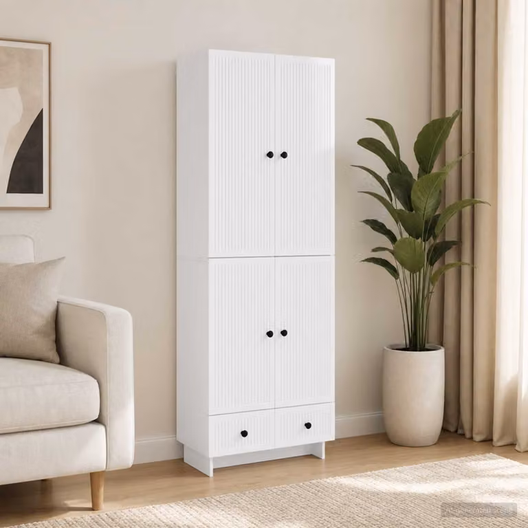 Set di 2 armadi moderni vidaXL in legno MDF bianco lucido