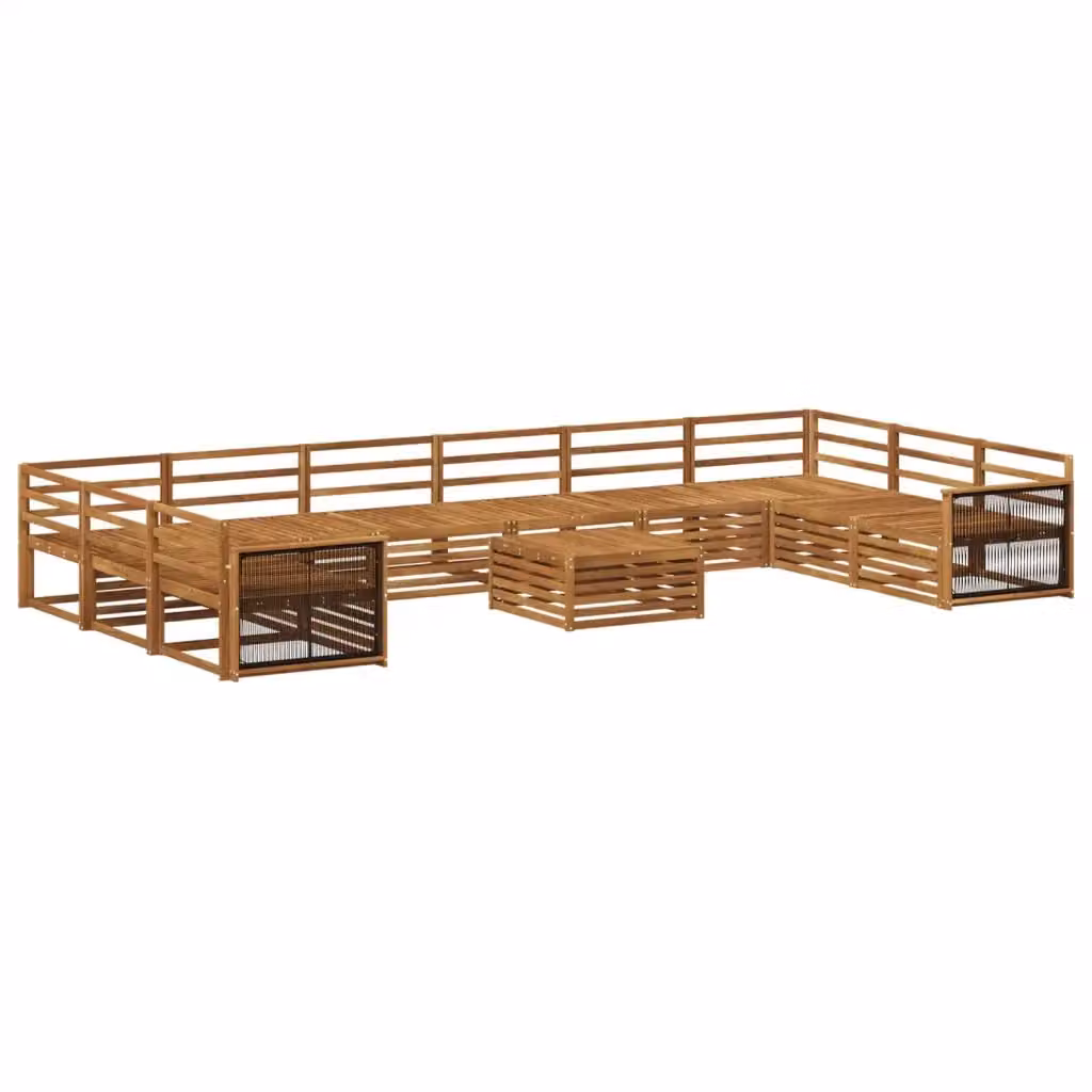 Set di 11 divani vidaXL in legno di acacia massello marrone per giardino e terrazza – 2