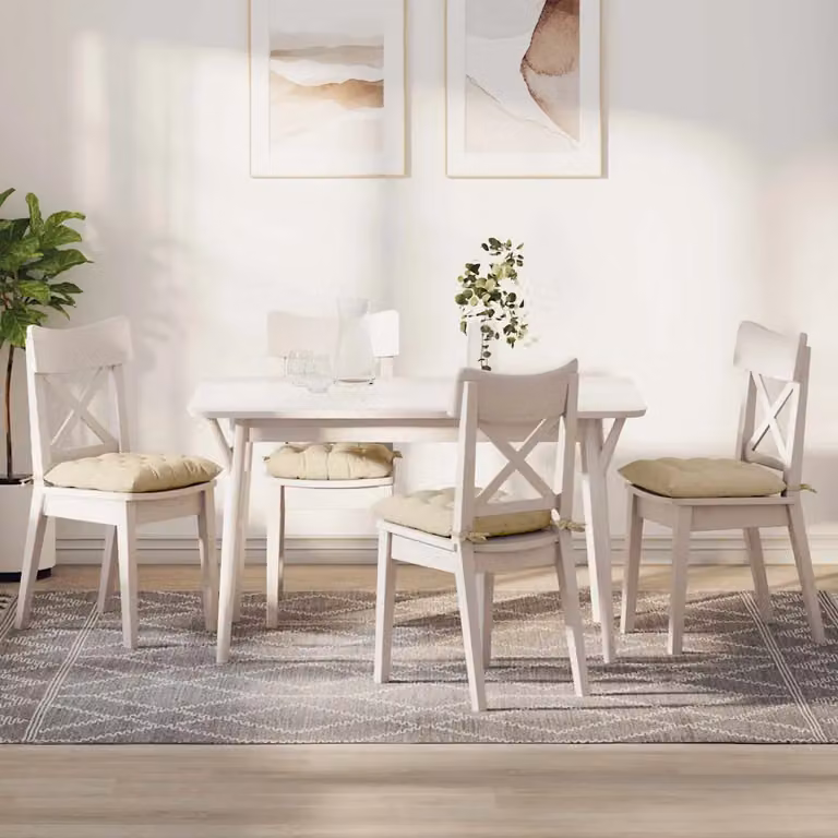 Set di 4 cuscini per seduta quadrati vidaXL in tessuto beige, lavabili in lavatrice, L 40 x P 40 x H 6 cm