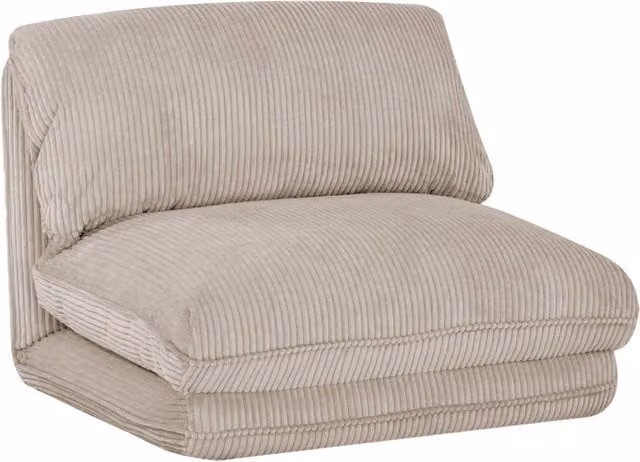 Poltrona letto convertibile Sweeek in velluto a coste con struttura in metallo, beige grigio