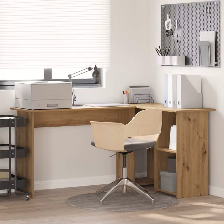 Scrivania angolare moderna vidaXL in rovere marrone, L 142 cm x P 102 cm x H 73 cm