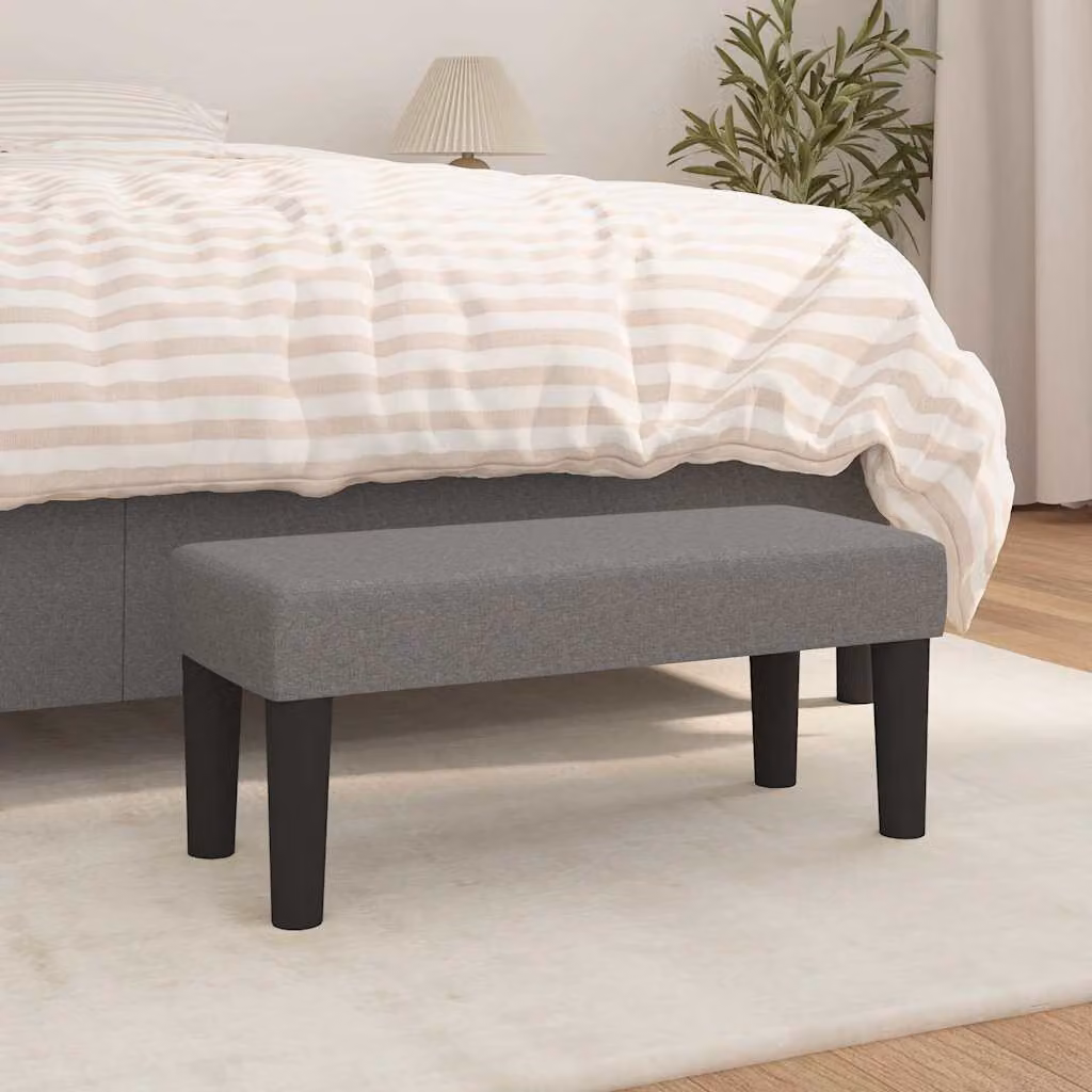 Panca vidaXL in tessuto grigio con struttura in legno per soggiorno o camera da letto L: 70 cm, P: 30 cm, H: 30 cm