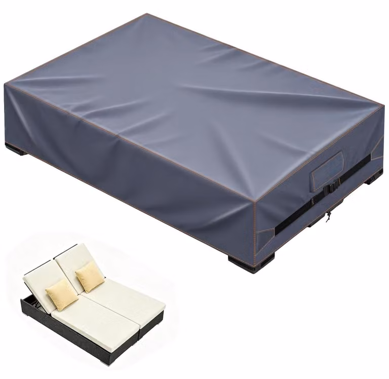 Copertura per sedia a sdraio da giardino, per 2 persone, dimensioni 200x130x40 cm, colore grigio, impermeabile