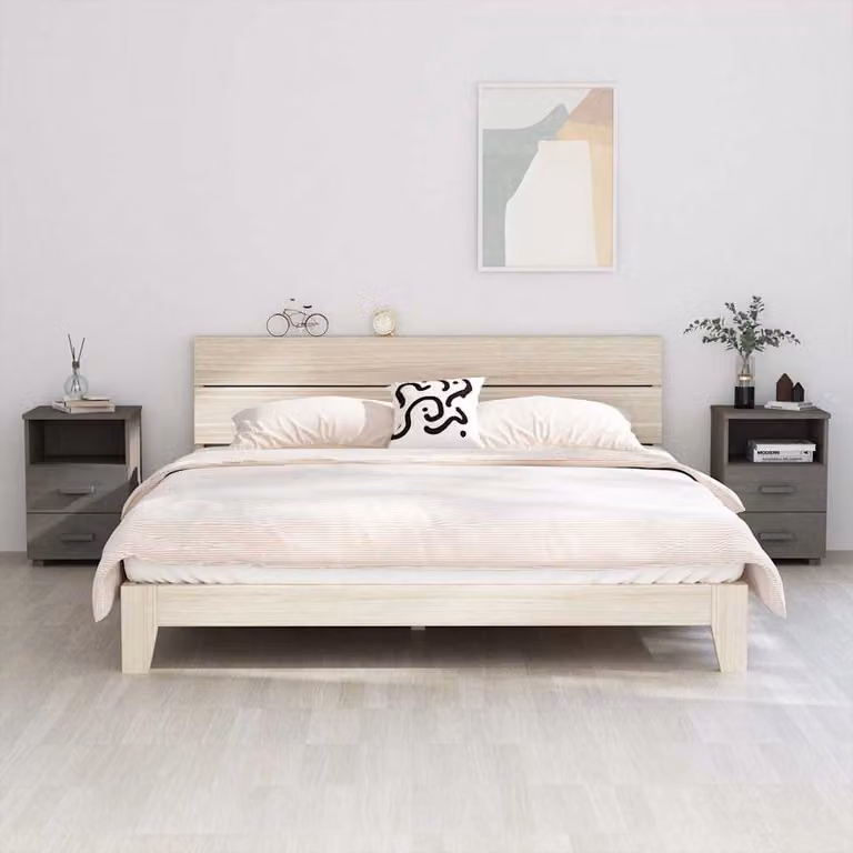 Set di 2 comodini HAMAR vidaXL in legno di pino grigio chiaro L 40 cm, P 35 cm, H 62 cm