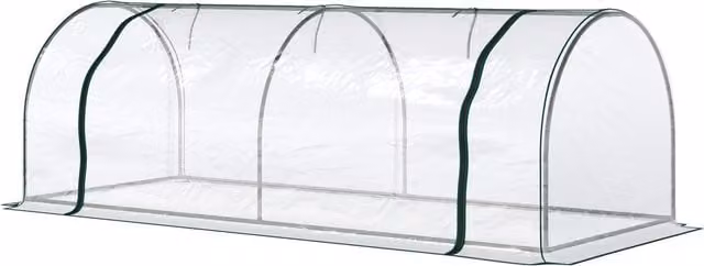 Serra da giardino a tunnel Outsunny in acciaio e PVC verde scuro, L 250 x P 100 x H 80 cm