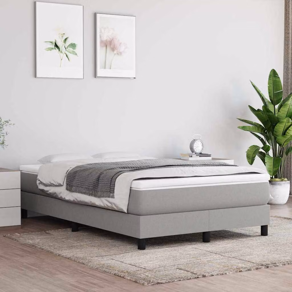 vidaXL Struttura Letto a Rete a Molle in Tessuto Grigio con Doghe Curvate L: 120 cm, P: 200 cm, H: 203 cm