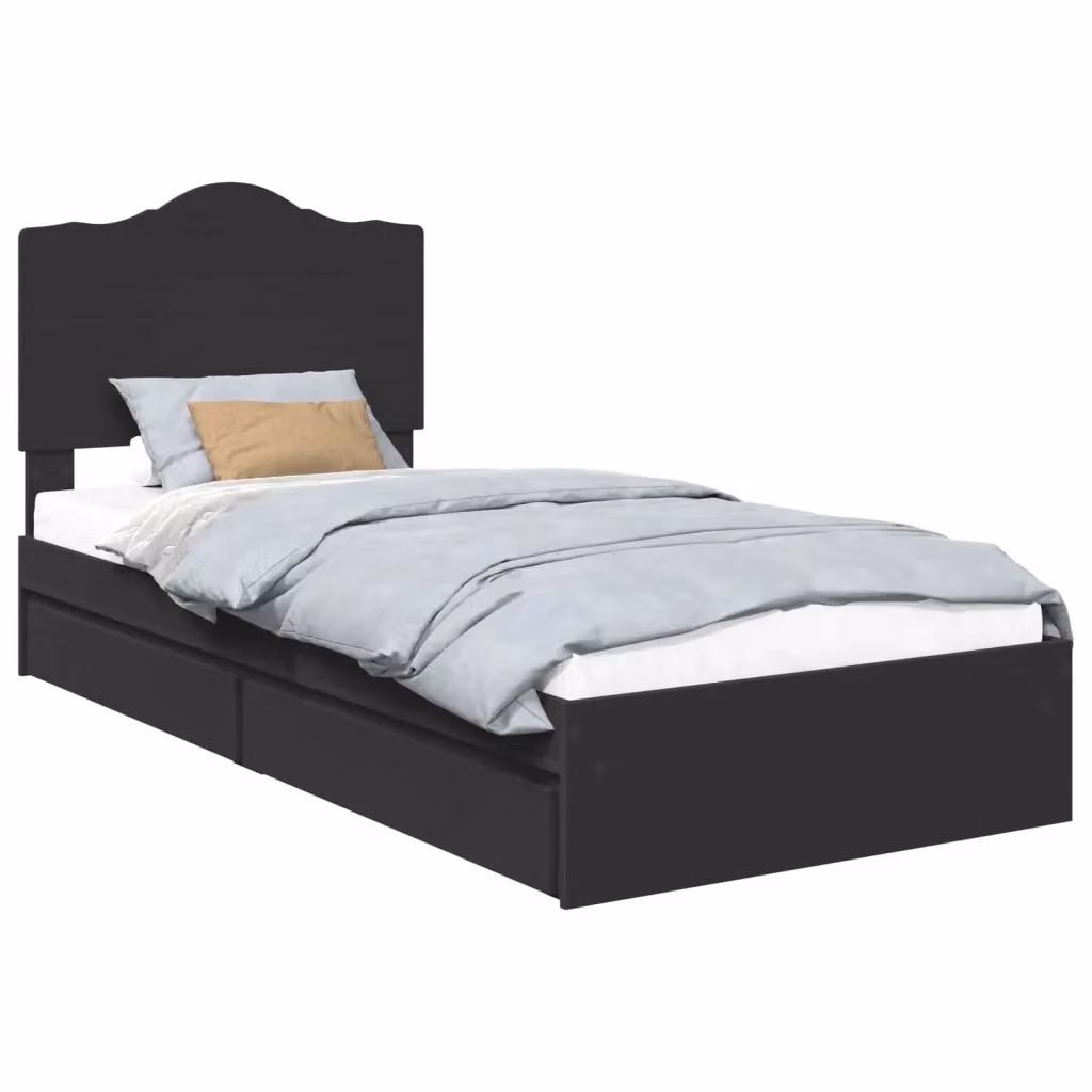 Letto con Contenitore Moderno vidaXL in Legno Ingegnerizzato Nero L: 70 cm, P: 190 cm, H: 196 cm – 2
