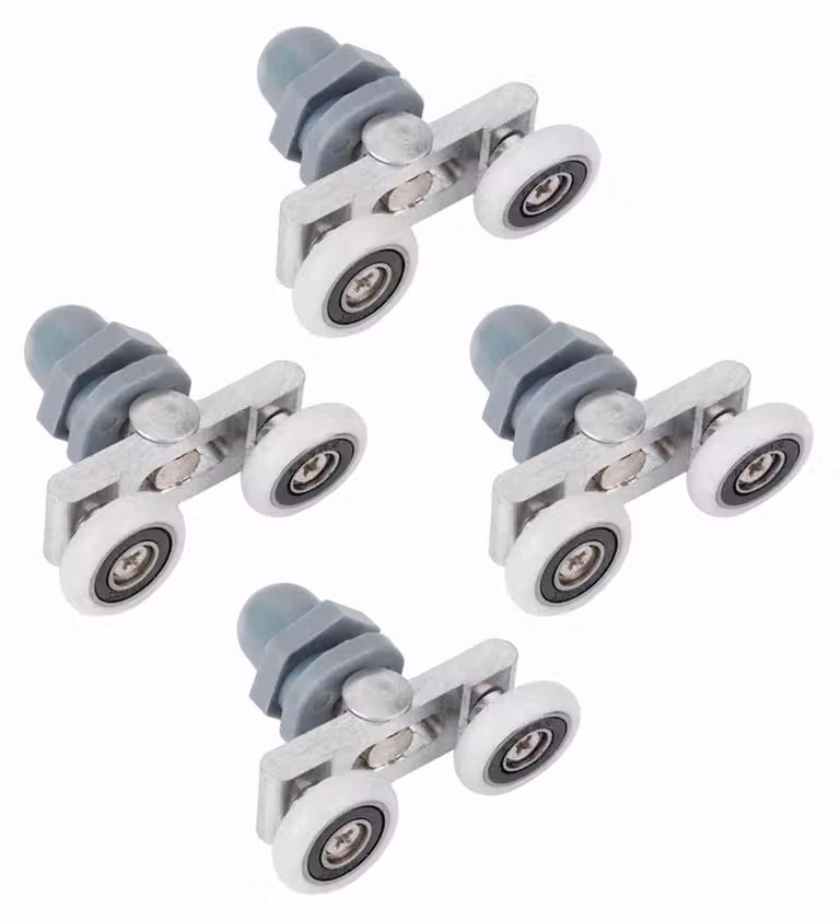 Set di 4 ruote per cabine doccia - Durevoli - Silenziose - Resistenti al fuoco - Materiale robusto - Ruote per porte scorrevoli