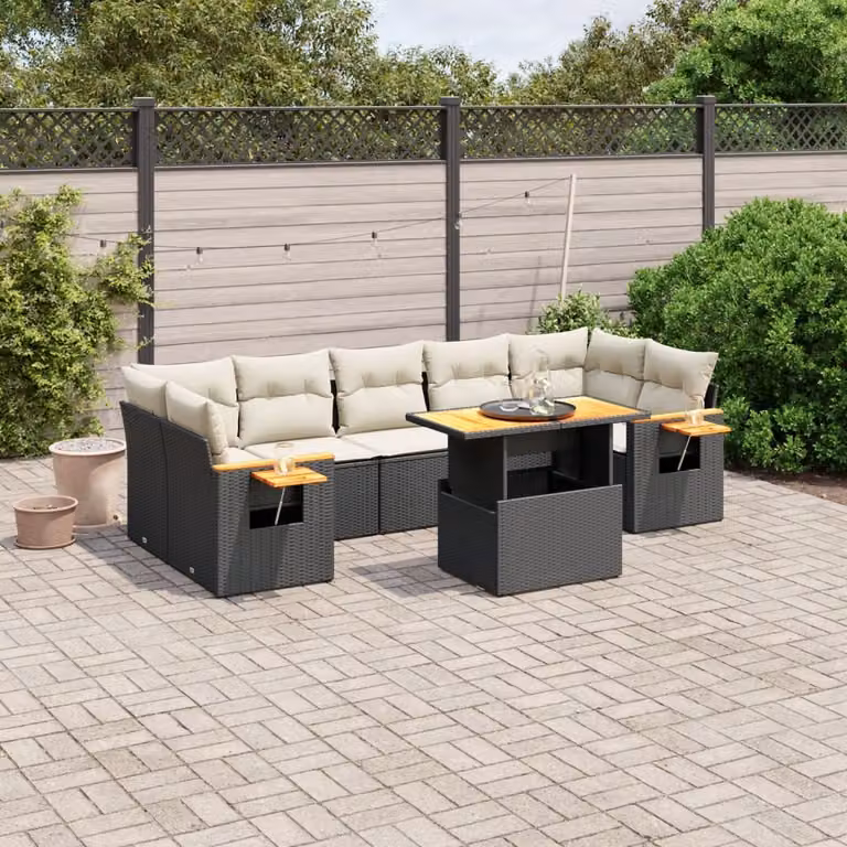 Maison Exclusive - Set Divani da Giardino con Cuscini 8 pz Nero in Polyrattan