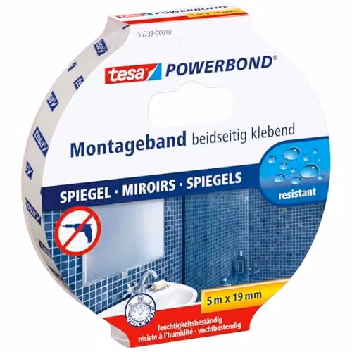 Tesa Nastro Biadesivo per Specchi - Bianco - 5mx19mm