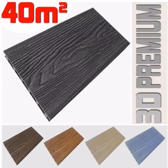 Listoni in WPC 3D per pavimentazione decking LISTONIWPC colore Antracite effetto legno, L: 14,6 cm x L: 220 cm, Spessore: 2,5 cm, Copertura 40m² – 1