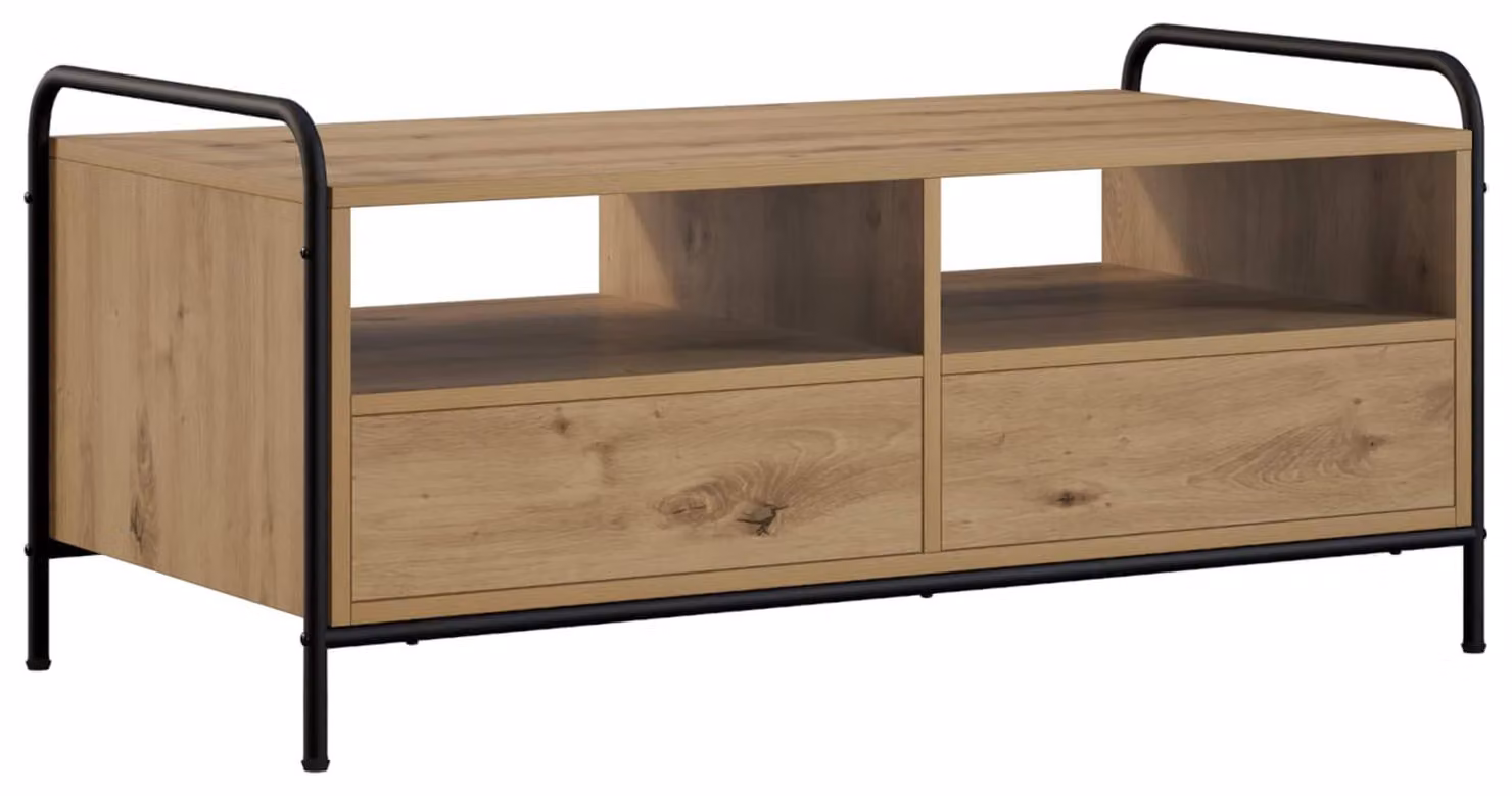 Tavolino da caffè in legno effetto rovere artigianale, dimensioni 99,5 x 49 x 46 cm. Materiale: legno composito