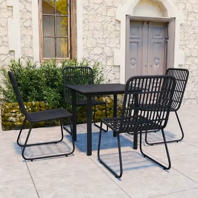 Set da Pranzo da Giardino 5 pz in Polyrattan e Vetro 3060250