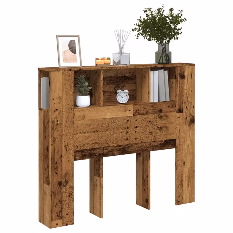 Testiera con Contenitore vidaXL in Legno Multistrato Marrone con Ripiani Integrati L: 120 cm, P: 19 cm, H: 104,5 cm