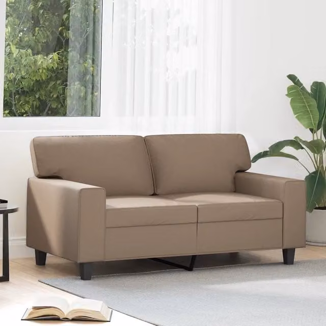 Divano a 2 posti moderno vidaXL in similpelle beige con struttura in metallo – 1
