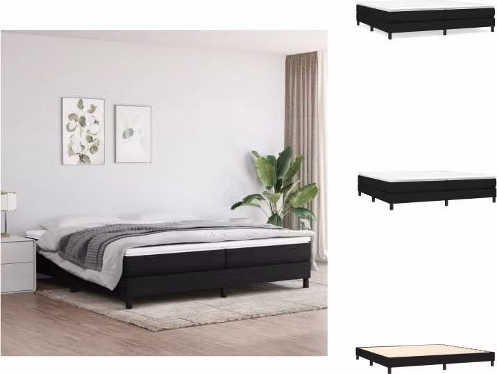 vidaXL Letto a molle con materasso nero 200x200 cm in tessuto - Letti e strutture letto