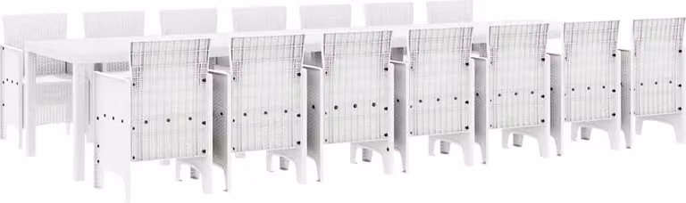 Set da pranzo da giardino con cuscini 15 pcs Bianco PP